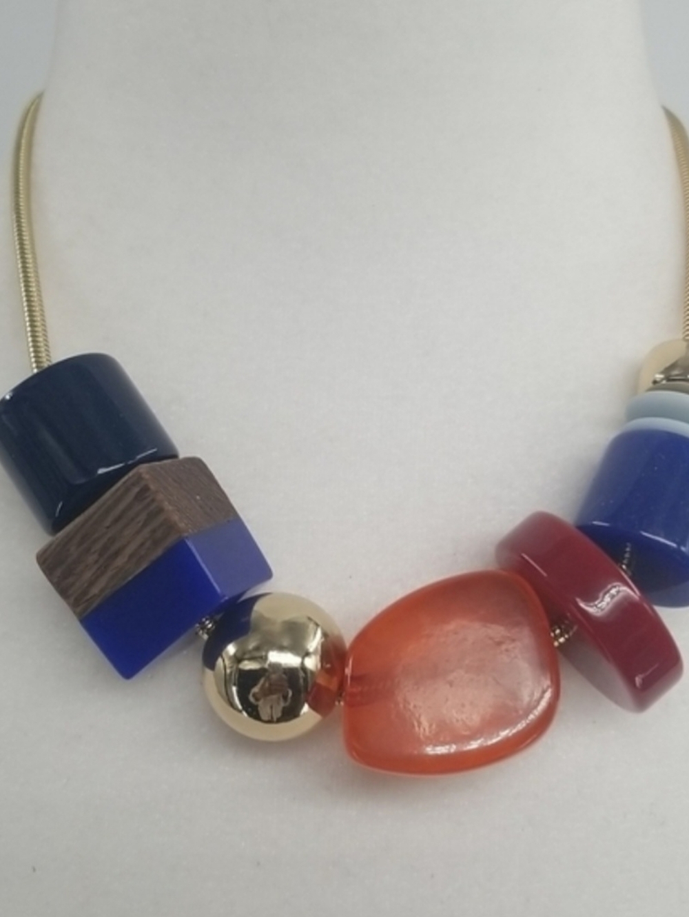 Chico's‎ Colorblocked Choker Necklace wChunky Colored Baubles Artsy Lagenlook